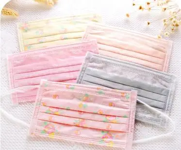 

25pcs Disposable dust masks lovely printing masks dustproof prevent mist haze pm2.5 four layer material design and color