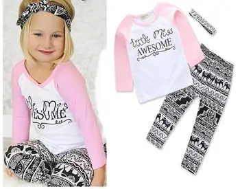 

Children's clothing Awesome kids clothes boys suit child shirt+pants+headband girls set 0929 sylvia 539324798640