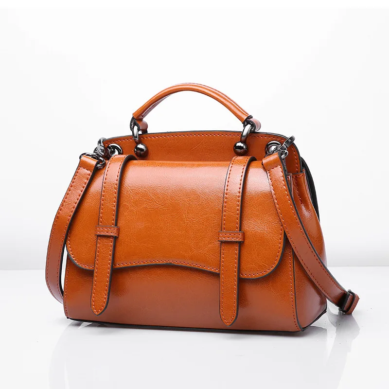 

2018 Women Messenger Bag Genuine Leather Handbag Summer Female Satchel Oil-Wax Cowhide Ladies's Simplicity Shoulder Bag