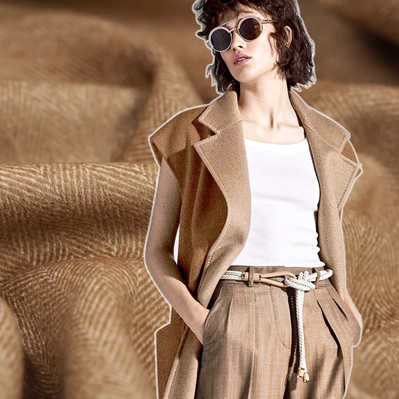 

150CM Wide 860G/M Weight Thick Brown Wool Autumn and Winter Overcoat Outwear Jacket Fabric E512