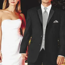 Черный, дешевый, приталенный, на заказ, выпускной, две пуговицы, однобортный, с отворотом, формальный, мужской смокинг для жениха, свадебный/деловой костюм