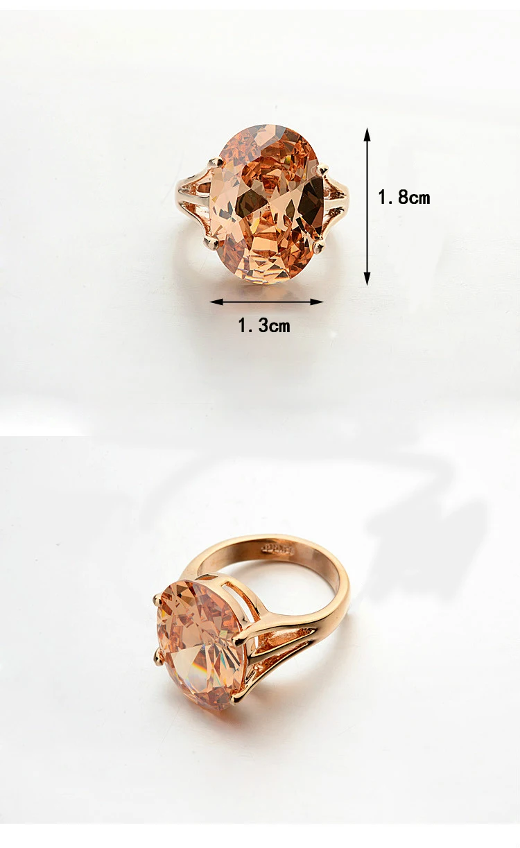 MOONROCY Кристалл CZ кольца розовое золото цвет кубического циркония Шампанское Вечерние ювелирные изделия для женщин девочек подарок Прямая поставка