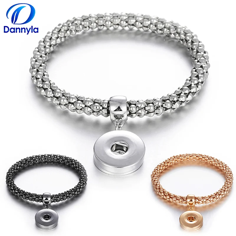 

DIY Wesh Elasticity Snap Bracelets Wholesale 3 Color Snap Button Jewelry LSNB22