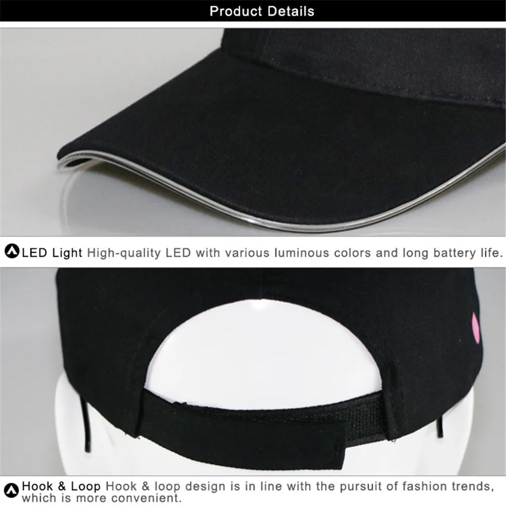 Cycling Caps Riding Bicycle Part Lightable Hats Casual LED Light Peaked Cap Travel Sunshade Hat Luminous Hat For Outdoor Sports