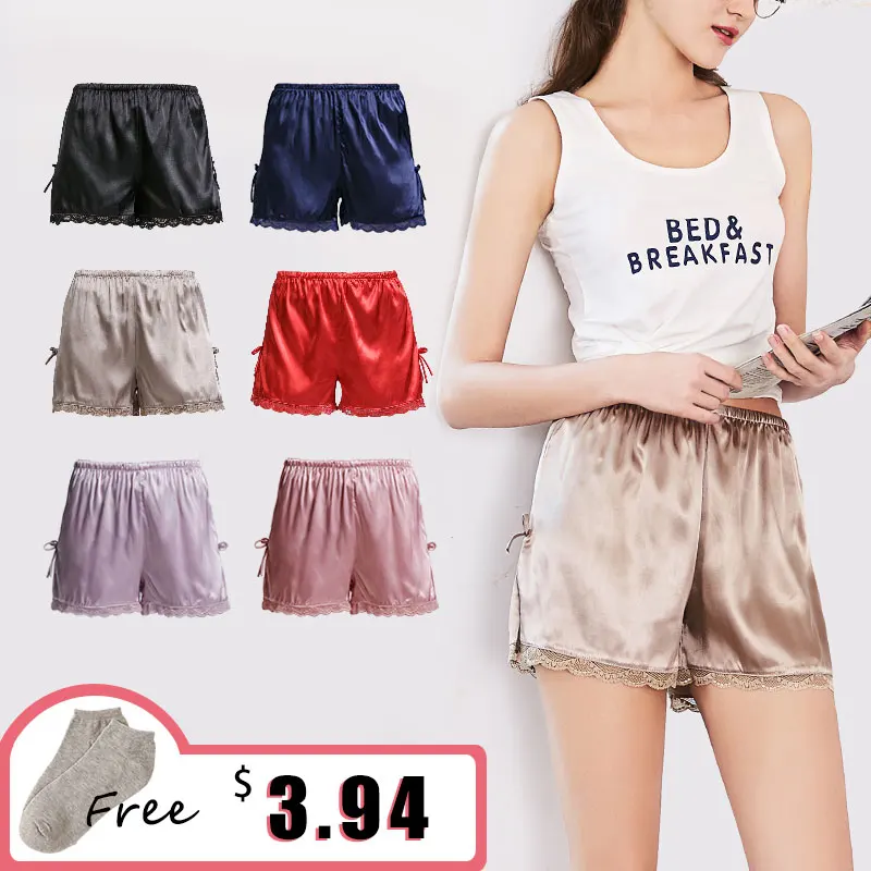 

ZOLEEVON Pajamas Shorts Women Sleep Shorts Sexy Lingerie Silk Shorts Sleeping Satin Sleepwear Women Bottoms Pajama Shorts Women