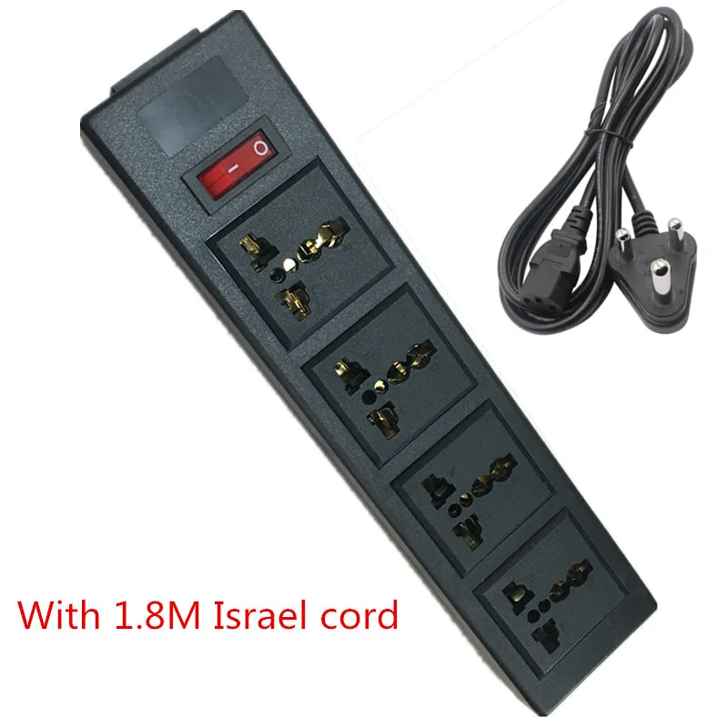 Israel cord strip Многофункциональный 250v 13a 4 jack универсальная розетка PDU полоса IEC320 вилка адаптер расширение для рабочего стола розетка шнур питания конвертер - Цвет: Israel cord strip