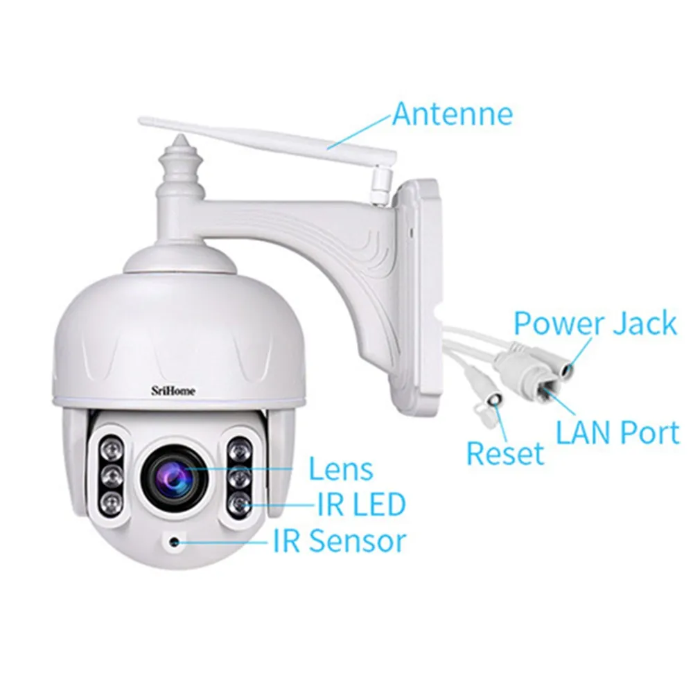 SriHome SH028 PTZ IP Cam Камера 2MP 1080P Full HD купольный наружный монитор с динамиком беспроводная камера видеонаблюдения CCTV 360 градусов