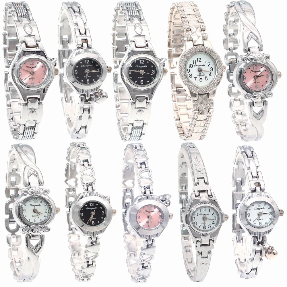 

10pcs/Lot , Wholesale Price Mixed Bulk Cute Lovely Silver Bracelet Lady Women Watches Quartz Wristwatch Gifts Hot Sale JB2T