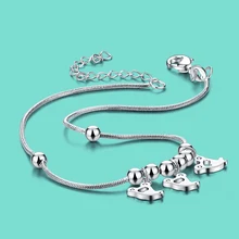 925 tobilleras de plata de ley colgante fantasma especial diseño de las mujeres lady popular joyería 28 cm cadena de pie de Plata regalo de cumpleaños