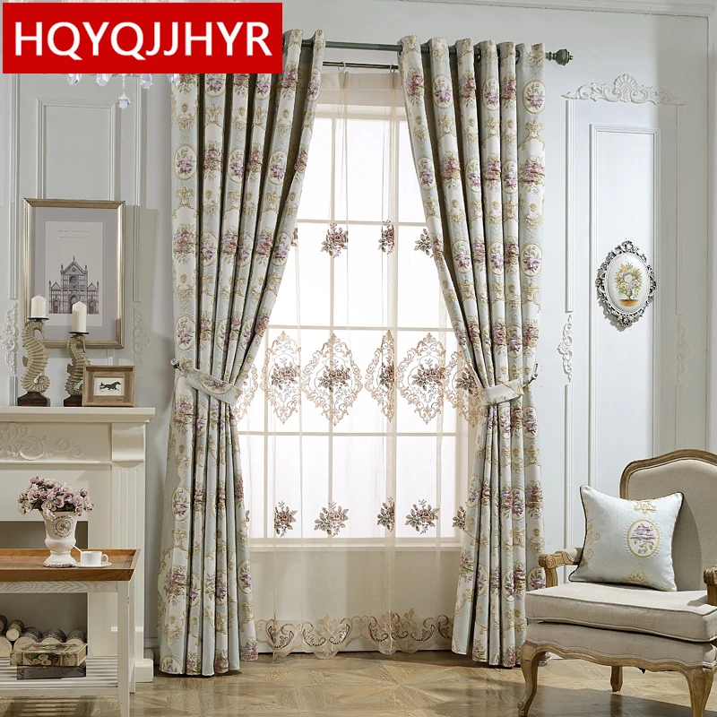 

European top jacquard Blackout curtains for Bedroom windows with high quality custom Voile Curtain for Living Room kitchen