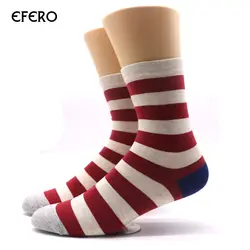 Efero 5 пар цвет полосы мужские носки милые носки повседневное для мужчин платье бизнес дизайнер бренда длинные Sokken Manne