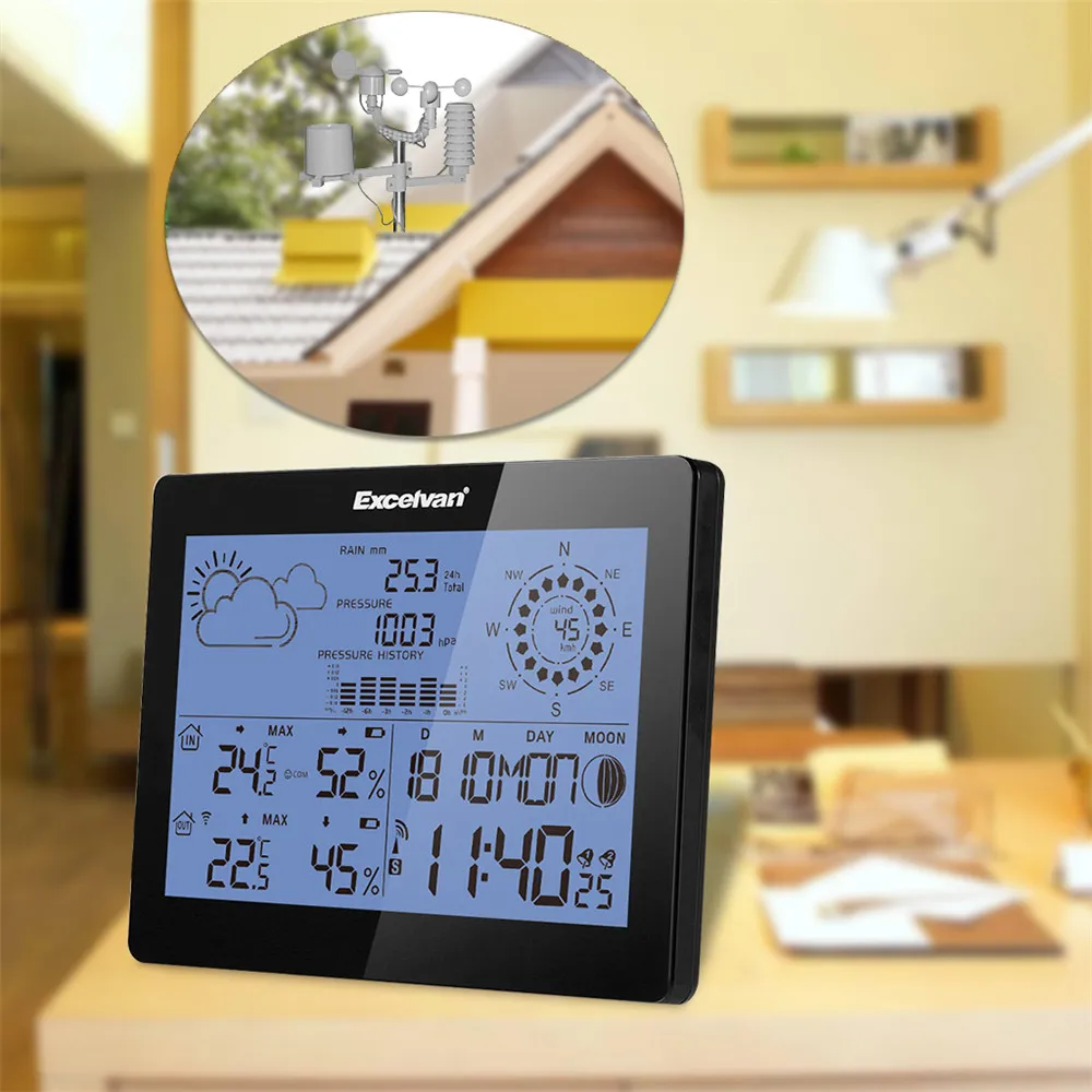 Excelvan Digital Radio Controlled Alarm Clock Thermometer with Snooze FunctionTemperature Calendar Display Wall Moutable1