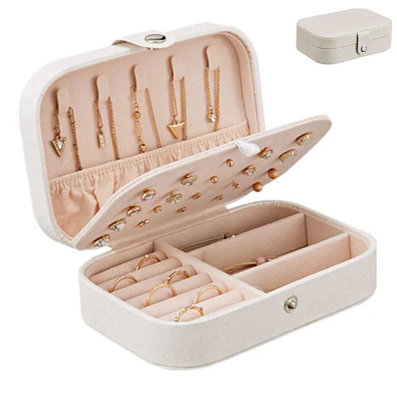 

Women PU Leather Make up Cases Portable Multi-function Girls Earrings Jewelry Ring Box Jewelry Makeup Storage Organizer Box New