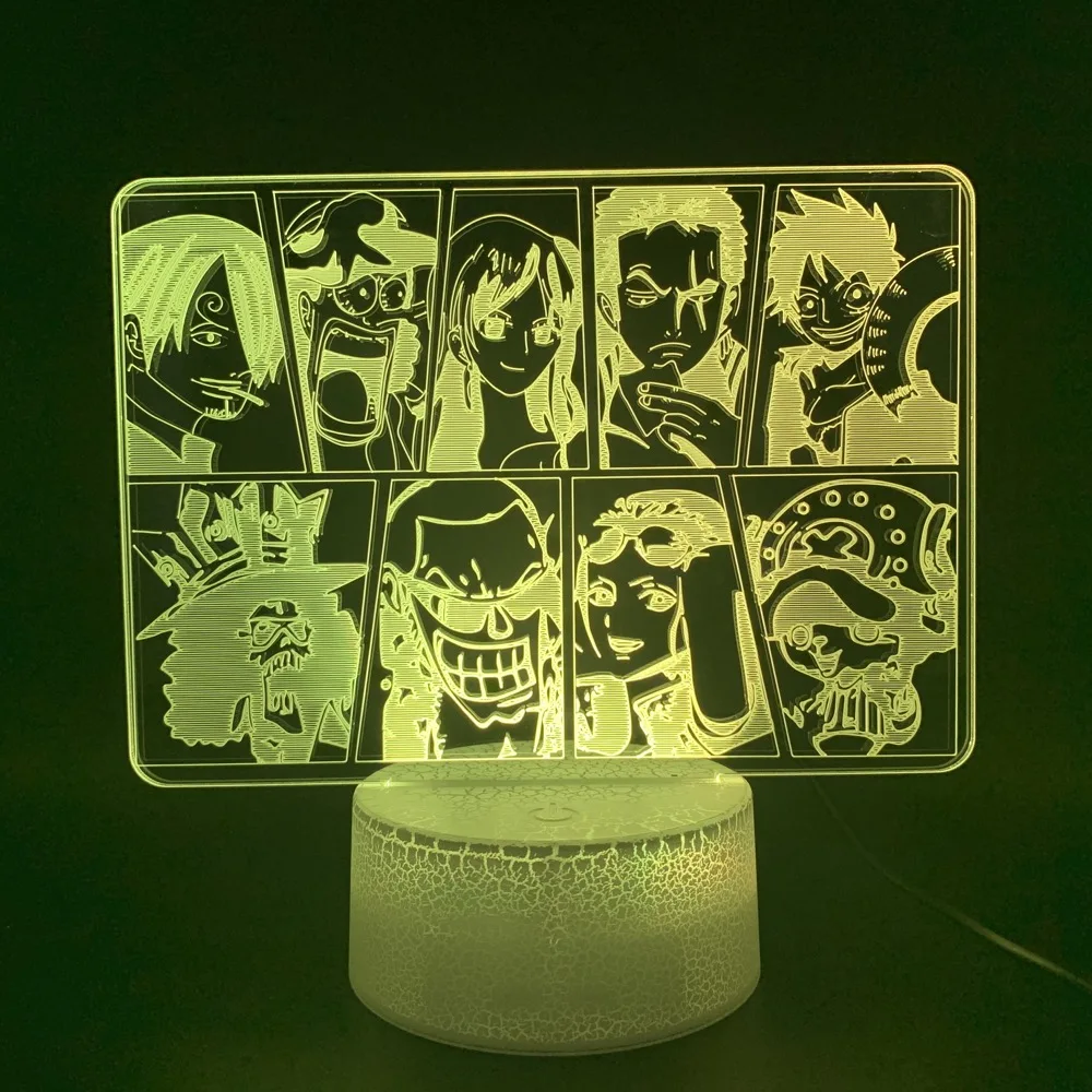 Аниме One Piece Коллекция Персонажей 3D Led Night Light Лампа Офис Спальня Главная Декоративные