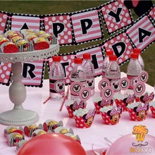Luxury Kids Birthday Decoration Set Minnie Mouse Theme Party Supplies Baby Shower Birthday Party Candy bar Pack AW-1635