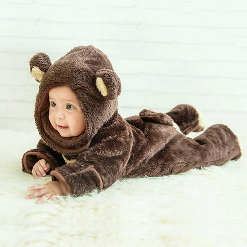 

PLAMTEE Newborn Clothes Cartoon Animal Image Costumes For Boys Girls Thick Footies Baby Overalls Warm Cotton Hoodies Suit Winter