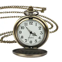 Винтажные бронзовые Стильные кварцевые карманные часы Лучший подарок ожерелье, подвеска, стимпанк
