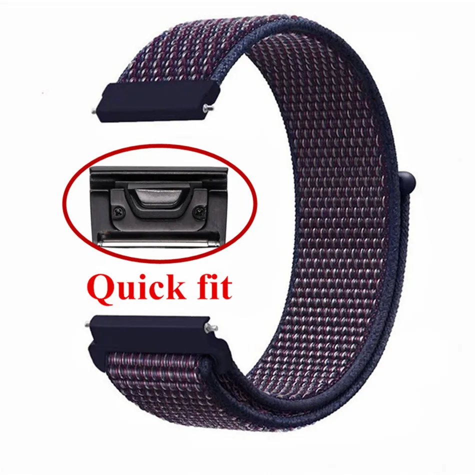 22 мм нейлон Velcro Quick fit ремешок для Garmin Fenix 5/x5plus/Forerunner 935/Focus S60/быстрая регулировка часов ремешок для часов - Цвет: Midnight blue 2