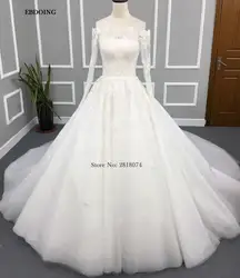 Реальные фото; Robe De Mariage 2017 Свадебные платья vestidos de Novia трапециевидной формы кот лодка Средства ухода за кожей Шеи индивидуальный заказ с