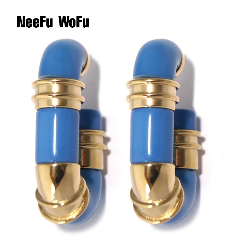 

NeeFuWoFu Hoop Earrings Ear Ring Resin Earring For Women Aretes De Mujer metal Band Earring Boucles Oorbellen brincos ear