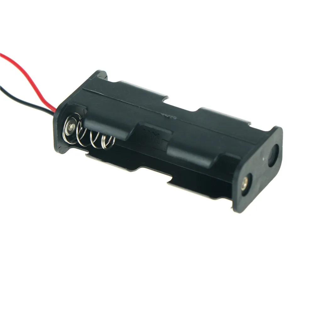 

Black Plastic 2 x AAA 3V 5# Battery Cell Case Holder w Wired