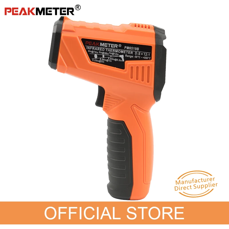 Цифровой лазерный инфракрасный термометр PEAKMETER PM6519B с ЖК-дисплеем измеритель