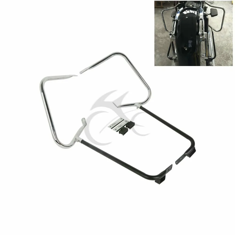 Хромированная черная защита седельной сумки набор кронштейнов для Harley Touring Electra Glide Classic FLHTC 97-08 Road Glide FLTR 98-08