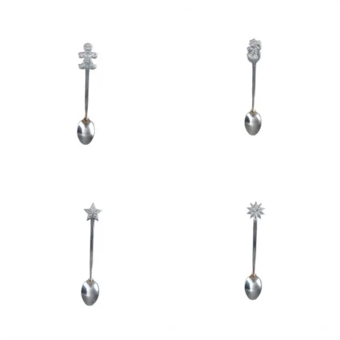 HOT! 4 Pcs/set Christmas Coffee Spoons For Kid Drinking Tea Coffee Spoon Stainless Steel Tableware Spoon Christmas Gifts