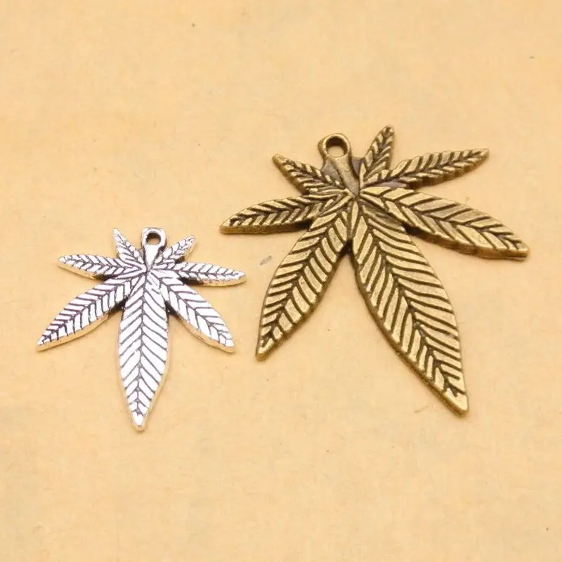 50pcs/lot Vintage Maple Leaf Charm Pendant For Necklace Making Jewelry Findings Components 33X39MM 22X25MM Antique Bronze Silver | Украшения