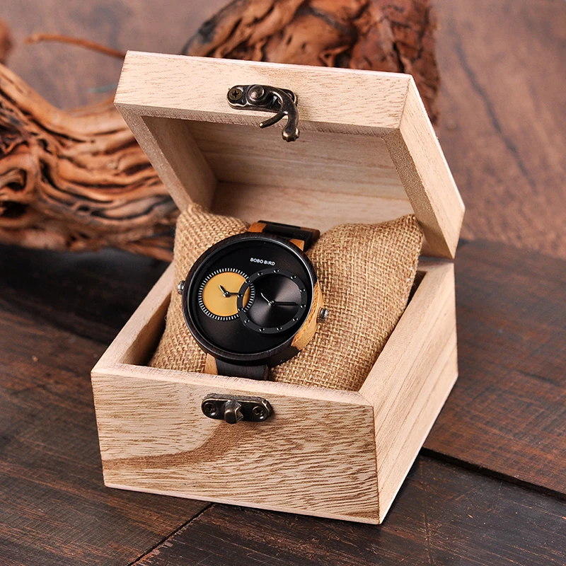 BOBO BIRD Luxury Men Watch Couple Watches Two Different Time Zone Display with Special Color New Design reloj mujer C-R10