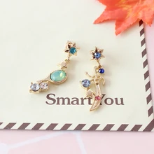 Free shipping fashion ladies jewelry artificial gemstones decorated long personality asymmetric girls earrings Popular new