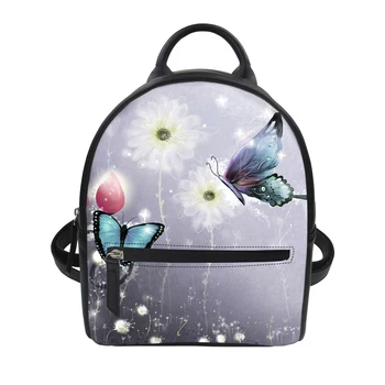 

FORUDESIGNS Small Women Backpacks Leather Butterfly Printed for Teenager Girls Leisure Travel Bagpack Rucksack Mochilas Feminina