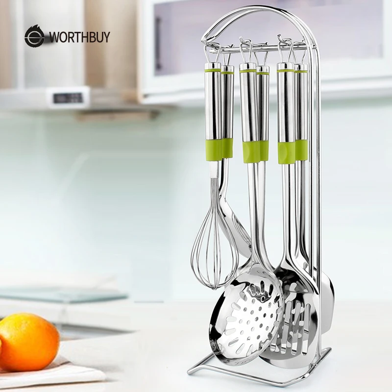 WORTHBUY 7/9 шт/набор кухонных инструментов с держателем из нержавеющей стали набор