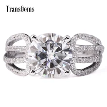TransGems 3 Carat F Colorless Lab Moissanite Engagement Anniversary Ring Real Diamond Accents 14K White Gold Women Ring цена TransGems 3 Carat F Colorless Lab Moissanite Engagement Anniversary Ring Real Diamond Accents 14K White Gold Women Ring цены онлайн
