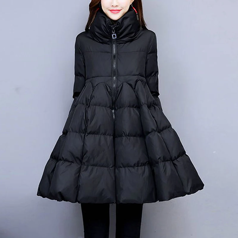 

fashion Solid color Pockets women Cotton Coats 2019 Winter New Casual Long Zipper Jacket Warm Thick Cotton Jackets women
