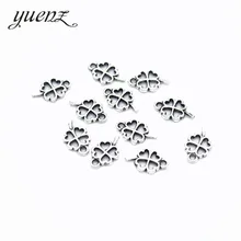 YuenZ – breloques antiques en trèfle argenté, pendentif en métal pour la fabrication de bijoux, 10x6mm, 100 pièces, Q411