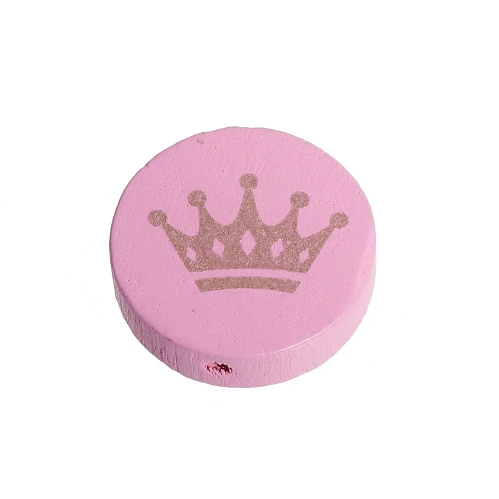 

DoreenBeads Round Pink Wood Spacer Beads Crown Pattern Fashion DIY Components About 20mm( 6/8") Dia, Hole: Approx 2.2mm, 30 PCs
