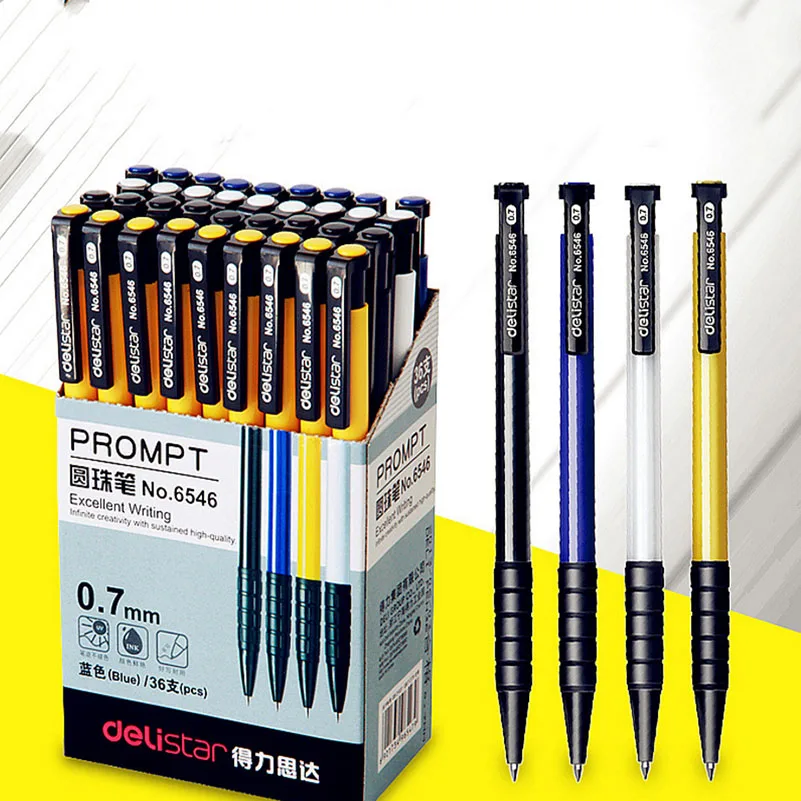 

36PC/BOX 0.7mm Blue Ink Pressing Ballpoint Pen Stationery Goods for office and School Supplies