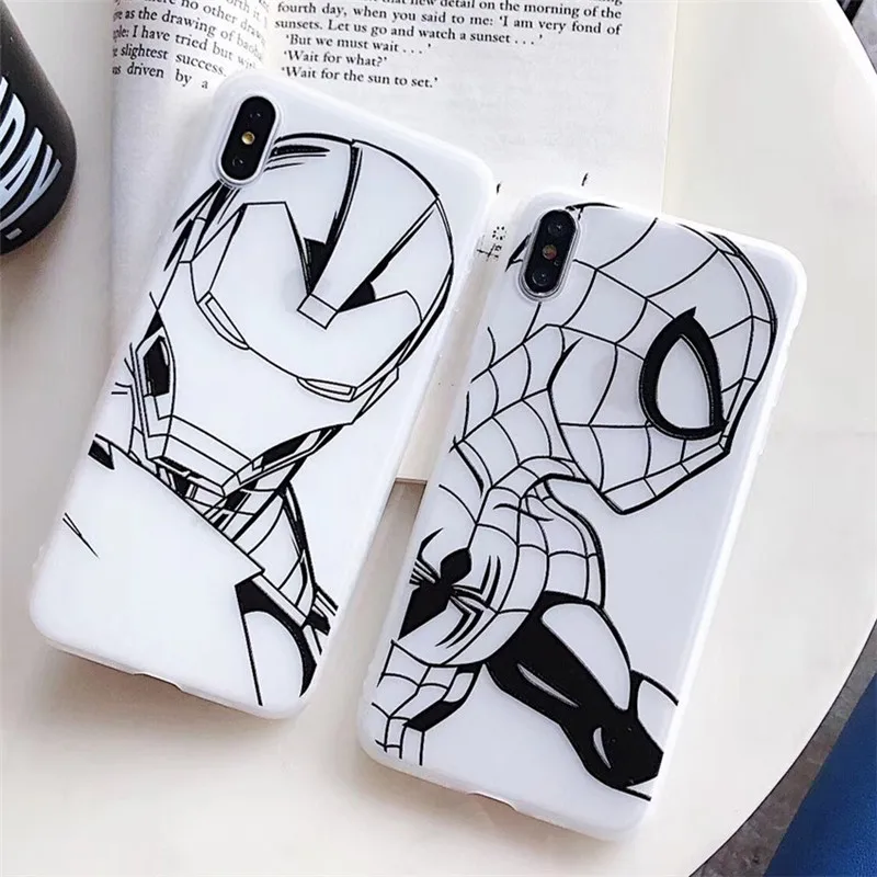 Чехол для телефона Железный человек с мультипликационным принтом Spideman iPhone XS MAX 6 7