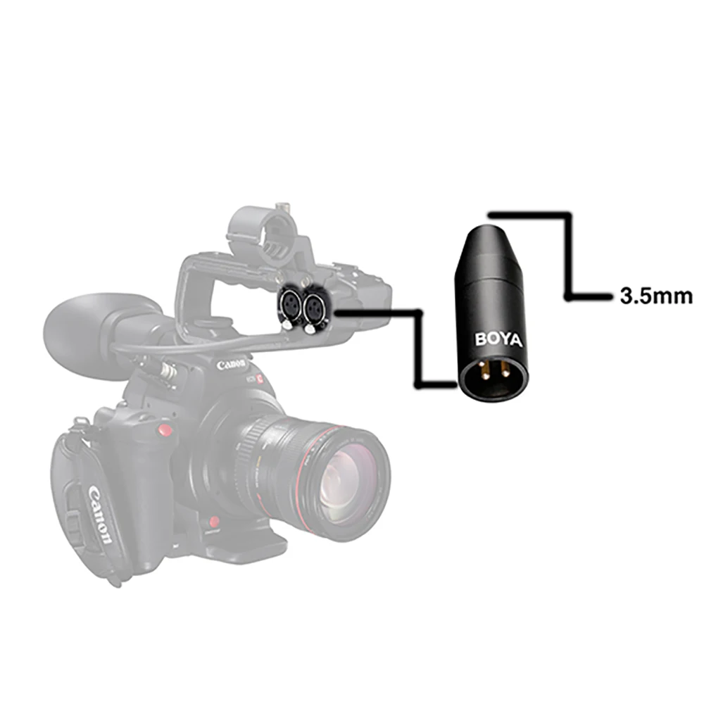 

BOYA 35C-XLR 3.5mm Mini Jack to XLR Converter Adapter Microphone Accessories Gold Plated Connector for Professional Mixer Camera