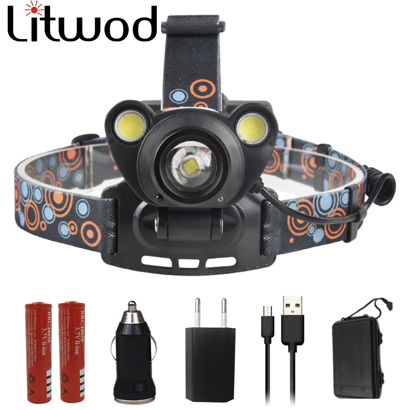 

Litwod Z20 1373 LED headlamp XM-L T6&2*COB Intelligent induction strong head light night fishing lights
