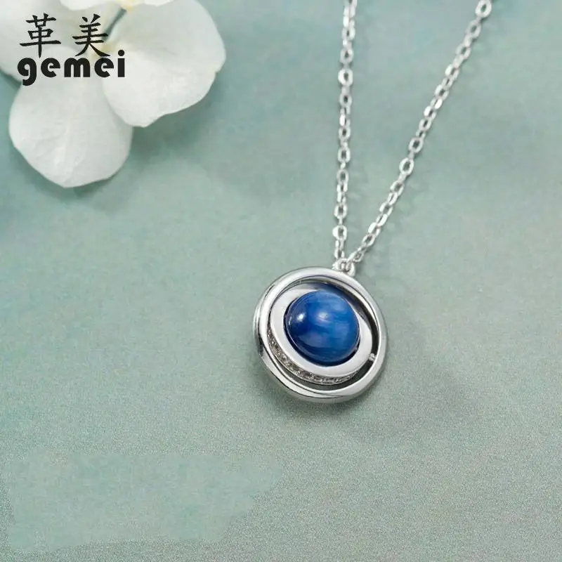 

Gemei Creative Planetary Satellite Necklace For Women 925 Sterling Silver Cyanite Necklaces & Pendants Elegant Jewelry