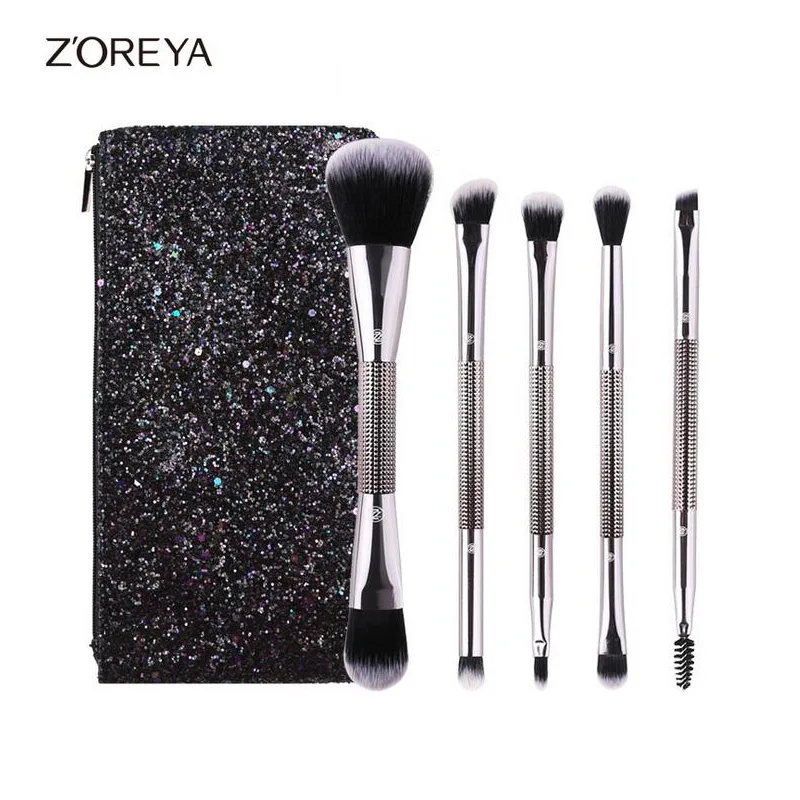 

ZOREYA Brand 5Pcs New Glitter Makeup Brush Eyeshadow Foundation Powder Blending Brush Makeup Brushes Set Pincel Maquiagem