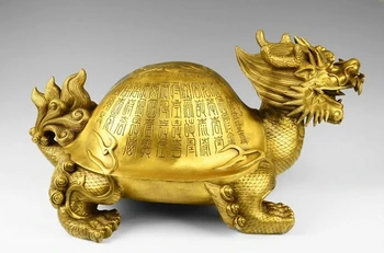 

12 China Brass Auspicious Fengshui Yuanbao Wealth Dragon turtle Tortoise Statu