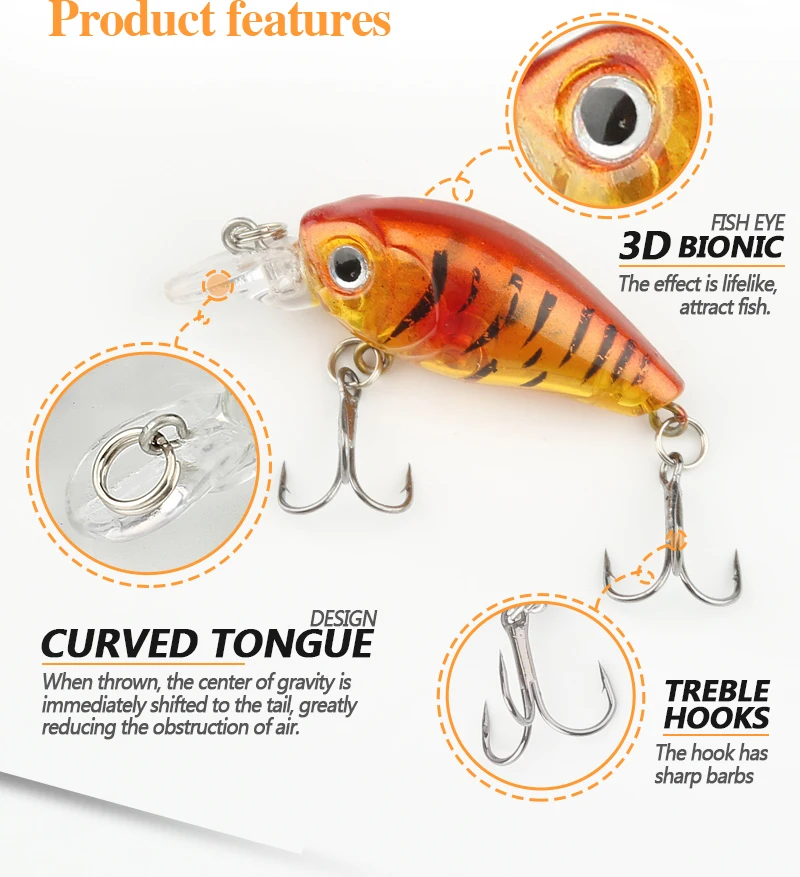  Fishing Lure Artificial Hard Crank Bait topwater Wobbler Japan Mini Fishing Crankbait lure (3)