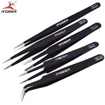 

RDEER Tweezer Stainless Steel Forceps Electronic Anti-Static Hand Tool 5pcs