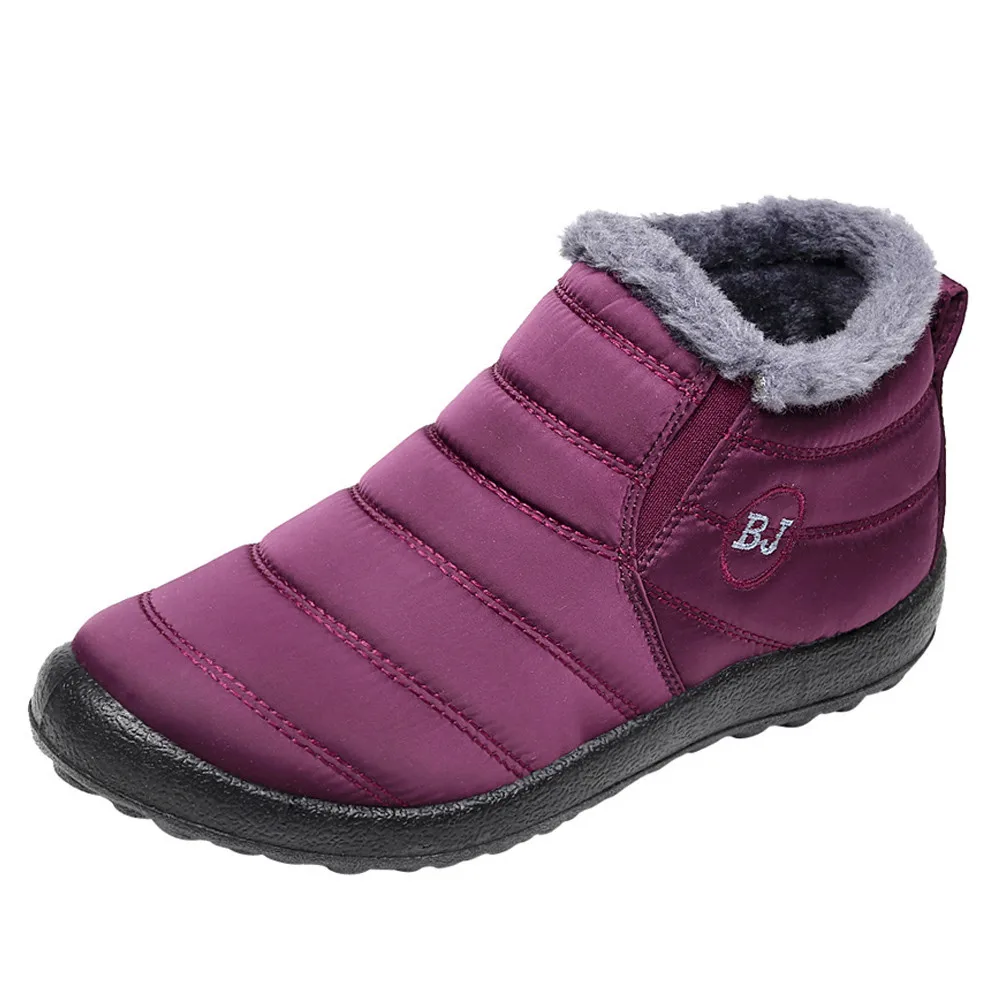 Женские ботинки Однотонные теплые зимние Вельветовые на плоской подошве chaussures