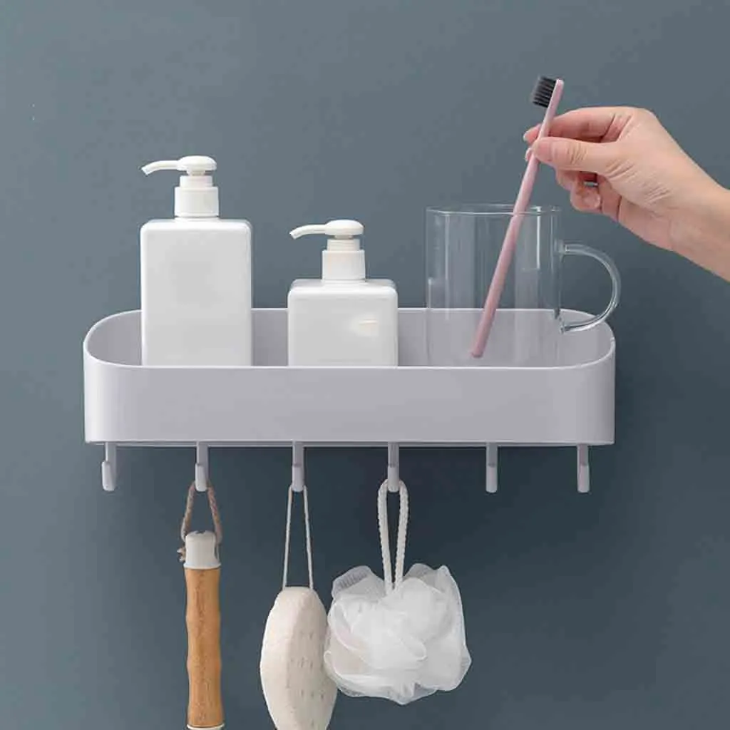 Bathroom with hook racks bathroom vanity toilet wall hanging storage rack free punch bathroom towel rack Bathroom with hook racks bathroom vanity toilet wall hanging storage rack free punch bathroom towel rack