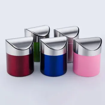 

New Desktop Trash Bin Home Office Trash Can Mini Car Rubbish Bin Detachable Rolling Cover Dust Garbage Trash Bin