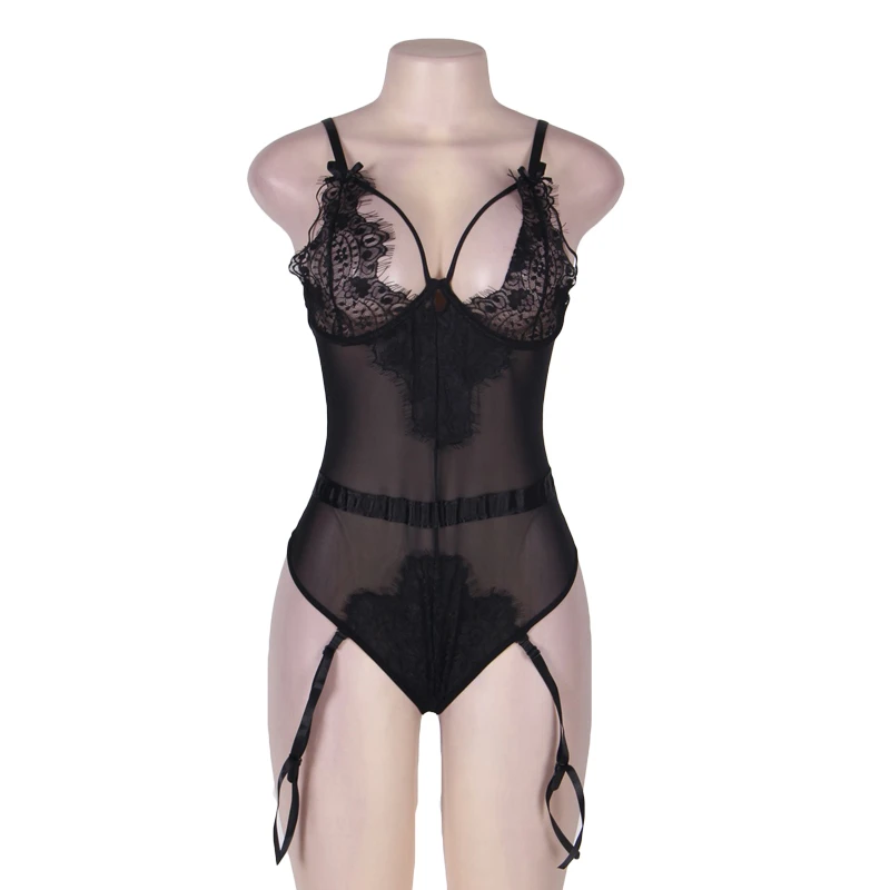 bodysuit women Body femme sexy teddy sheer mesh lady bodysuit plus size transparent sexy bodysuit lace women body suit rompers RE80266 crotchless bodysuit